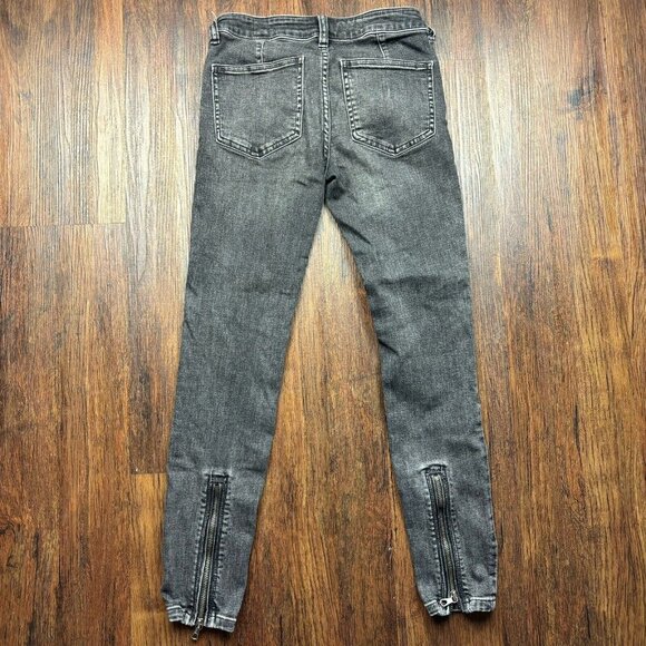 Free People We The Free Black Denim Jeans Zipper Accents Women's Size 25 - Picture 2 of 12